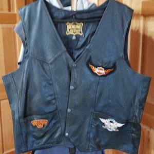 GENIUNE LEATHER MENS BLACK MOTORCYCLE VEST